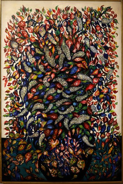 Blommor och frukt, ca 1920 (olja på duk) av Seraphine Louis