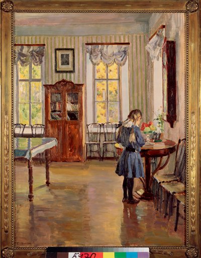In a House - Målning av Sergei Arsenyevich Vinogradov (1869-1938), olja på duk av Sergei Arsenevich Vinogradov