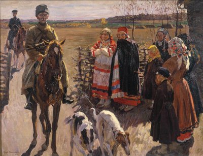 Jägare med Borzois, 1913 av Sergei Arsenevich Vinogradov