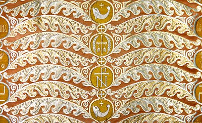 Olovyanishnikov Manufactory Gold Satin, tidigt 1900-tal (textil) av Sergei Vashkov