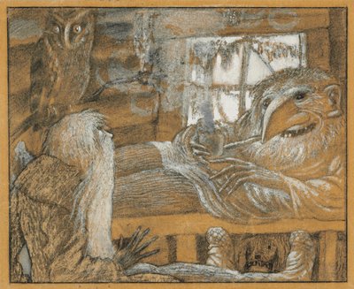 Bonden och domovoyen, 1922. av Sergei Vasilevich Chekhonin