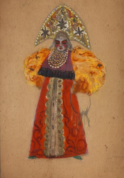 Kostymdesign för operan The golden cockerel av N. Rimsky-Korsakov av Sergei Vasilievich Malyutin