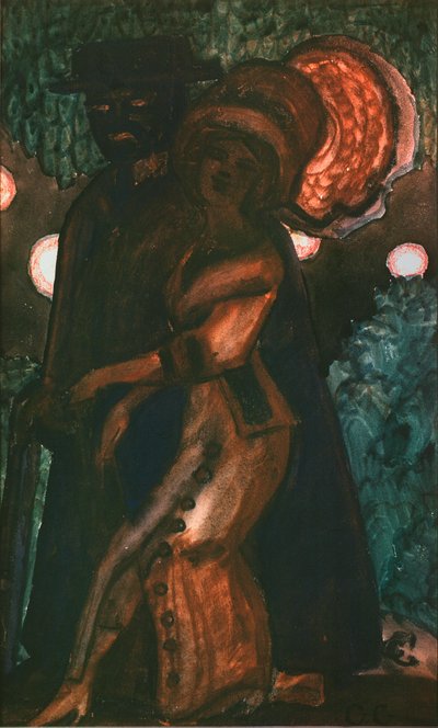 Promenade (Walk) - Verk av Sergei Yurievich Sudeykin (Serge Soudeikine) (1882-1946), gouache på papper, cirka 1910, rysk konst från 1900-talet, symbolik - Privat samling av Sergei Yurevich Sudeikin