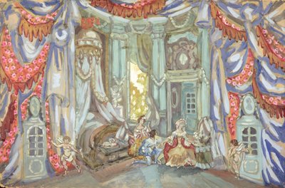 Scenografi för "Figaros bröllop" av Beaumarchais av Sergei Yurevich Sudeikin
