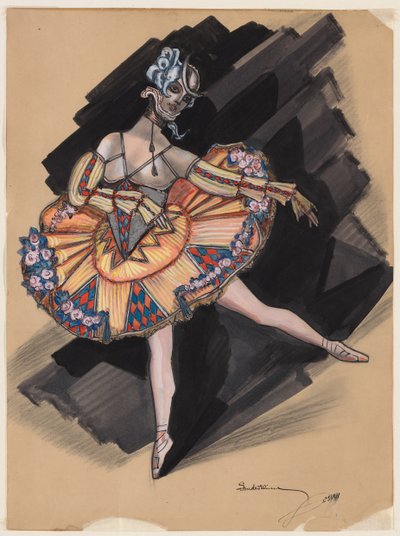 Fe dockan. Kostymdesign för Anna Pavlova, 1924 av Sergei Yurievich Sudeykin