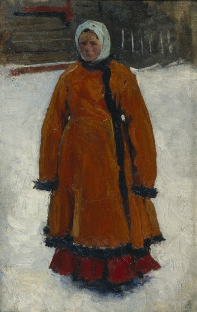 Flickan i den röda pälsrocken, 1903-1906 av Sergej Vasilevic Ivanov