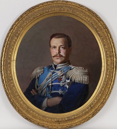 Alexandre III - Porträtt av kejsaren Alexander III (1845-1894) - Peinture de Sergei Konstantinovich Zaryanko (1818-1870), ca 1865 - Olja på duk, 78x71 - Privat samling av Sergey Konstantinovich Zaryanko