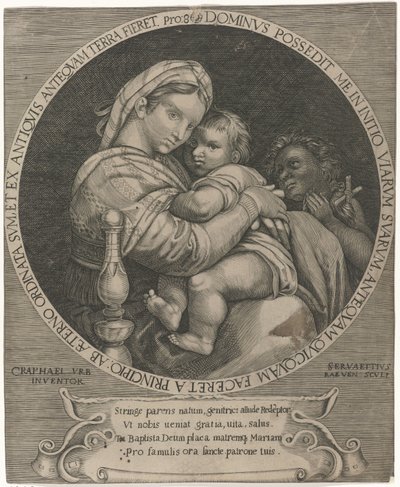 Madonna della sedia Maria med Kristusbarn och Johannes Döparen av Servatius Raeven