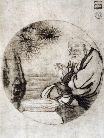 Porträtt av Lao-Tzu, kinesisk filosof från 600-talet f.Kr., teckning av Sesshu Toyo (1420-1506), japansk civilisation, Muromachi-perioden av Sesshû Tôyô