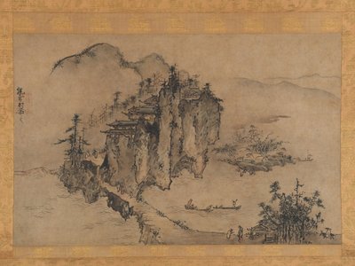 Landskap med stenigt stup, 1500-talet. av Sesson Shukei