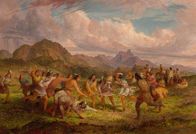 Bollspelande bland Sioux-indianerna, 1851. av Seth Eastman