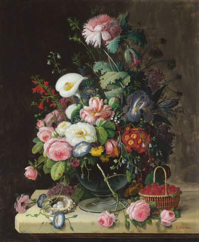 Stilleben, vas med blommor av Severin Roesen