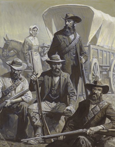 Boer-soldater och vagn. av Severino Baraldi