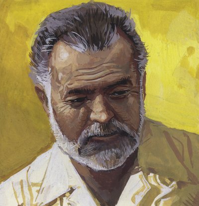 Ernest Hemingway (gouache på papper) av Severino Baraldi