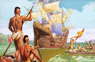 Giovanni da Verrazono, den förste europé som såg New Yorks hamn av Severino Baraldi