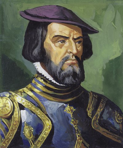 Hernando Cortes (gouache på papper) av Severino Baraldi