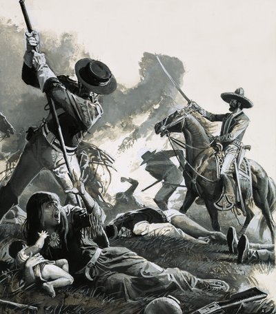 År 1858 anföll två trupper av mexikanskt kavalleri apachernas läger av Severino Baraldi