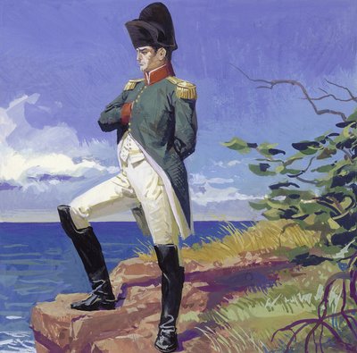 Napoleon i exil på ön St Helena (gouache på papper) av Severino Baraldi