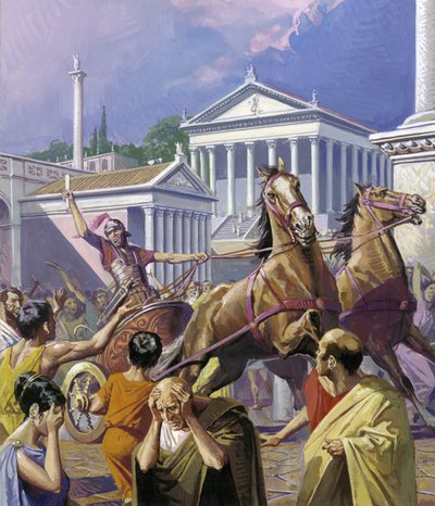 Nyheter om Hannibals (247-c.183 f.Kr.) segrar (gouache på papper) av Severino Baraldi