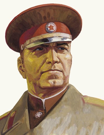 Ryske generalen Georgi Zhukov (gouache på papper) av Severino Baraldi