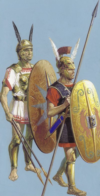 Samniter och romerska soldater (gouache på papper) av Severino Baraldi