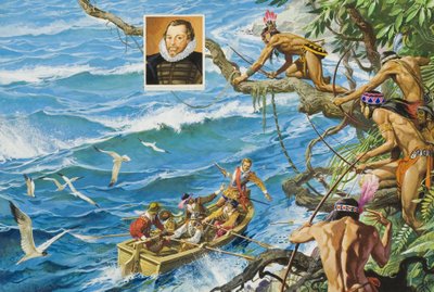 Sir Francis Drake (ca 1540-96) (gouache på papper) av Severino Baraldi