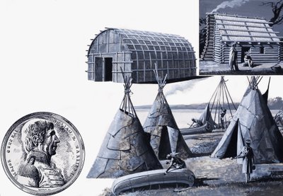 Hemmen för olika typer av amerikanska indianer (gouache på papper) av Severino Baraldi