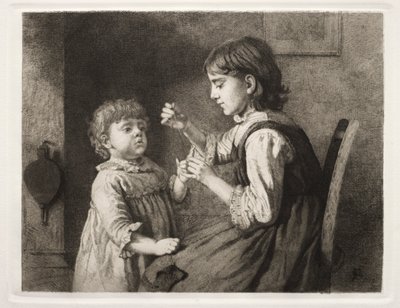 Det första handarbetet, 1884. av Seymour Joseph Guy