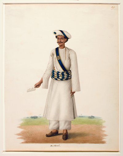 Harkarah med ett brev, ca 1846 (ogenomskinlig wc på papper) av Shaik Muhammad Amir of Karraya