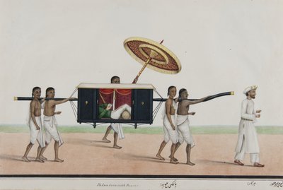 Thomas Holroyd läser i sin palanquin, c.1835 av Shaik Muhammad Amir of Karraya