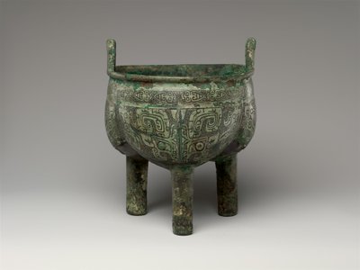 Flikad stativkittel, sen Anyang-period av Shang Dynasty Chinese School