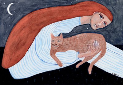 Drömmande katt – nattlig omfamning av Sharyn Bursic