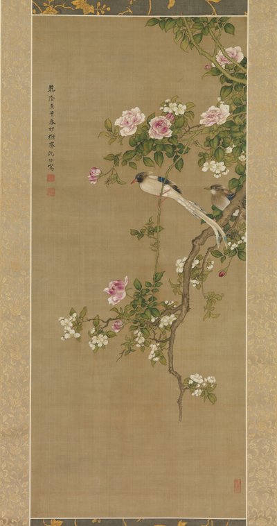 Blommor och fåglar, 1750. av Shen Nanpin