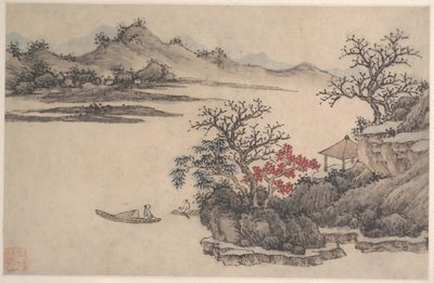 Landskap med höstlövverk. av Shen Zhou