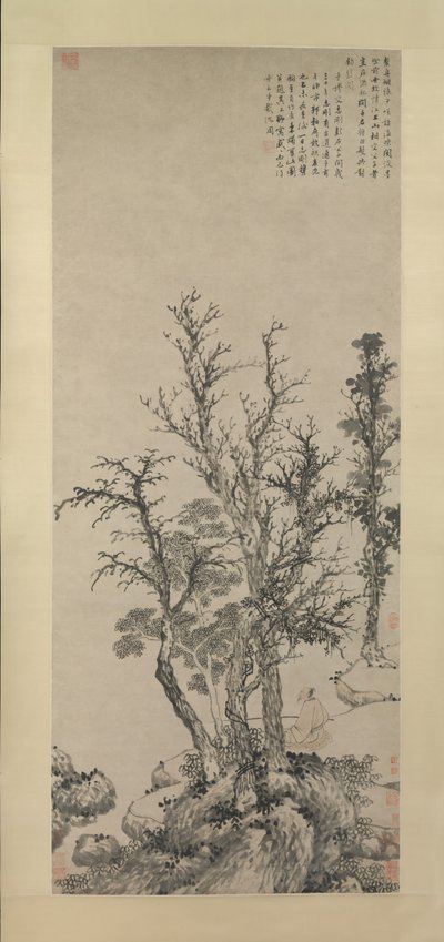Tyst fiskare i en höstskog, daterad 1475. av Shen Zhou