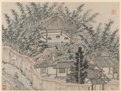 Tolv vyer över Tiger Hill, Suzhou: Bamboo Pavilion, Tiger Hill av Shen Zhou