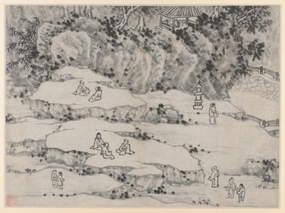 Tolv vyer över Tiger Hill, Suzhou: The Nodding Stone Terrace, Tiger Hill..., efter 1490. av Shen Zhou