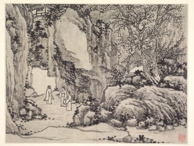 Tolv vyer över Tiger Hill, Suzhou: The Sword Spring, Tiger Hill av Shen Zhou