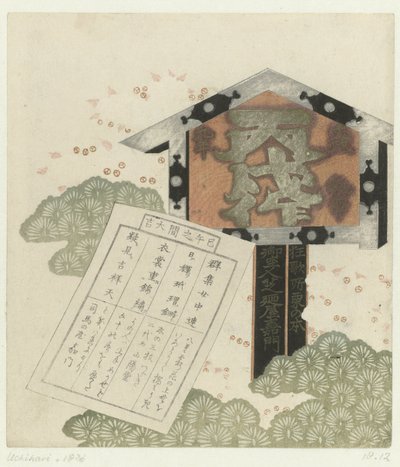 Skylt med meddelande av Shibanoya Sanyô (attributed to)