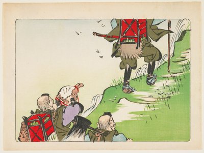 (Procession av pilgrimer) av Shibata Zeshin