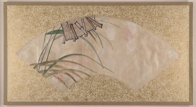Blommor (rosa och vita) och blad, klappor av Shibata Zeshin