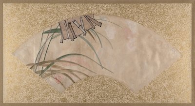 Blommor rosa och vita och blad, klaffar, sent 1800-tal. av Shibata Zeshin
