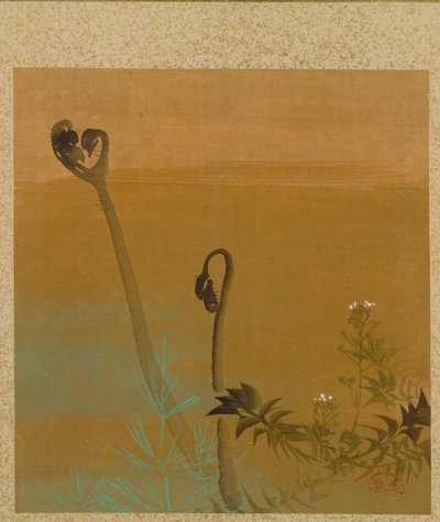 Blad från Album of Seasonal Themes: Birds in Snow, 1847. av Shibata Zeshin