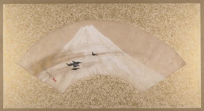 Berg med fåglar, sent 1800-tal. av Shibata Zeshin