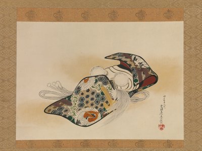 Noh Mask: Okina, daterad 1879. av Shibata Zeshin