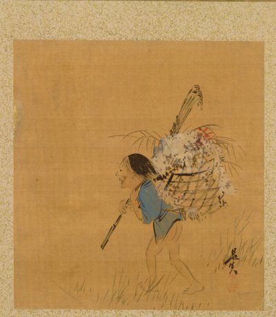 Bonde med korg från Album of Paintings av den ärevördiga Zeshin av Shibata Zeshin