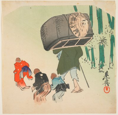 Scen från den tungskurna sparven av Shibata Zeshin