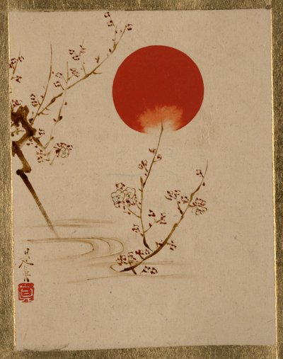 Sol och plommongrenar av Shibata Zeshin
