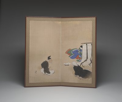 Tale of the Bamboo Cutter (bläck, färg & guld på papper) av Shibata Zeshin