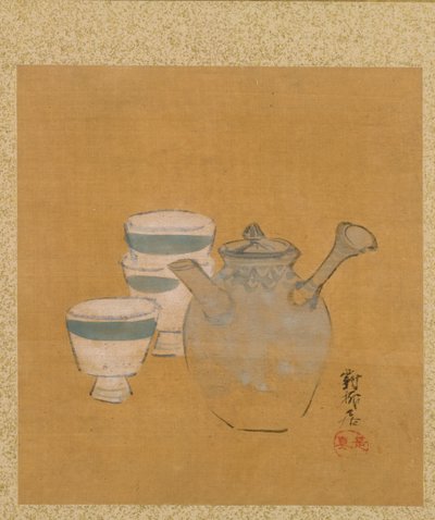 Tekanna och koppar från Album of Paintings av den ärevördiga Zeshin av Shibata Zeshin